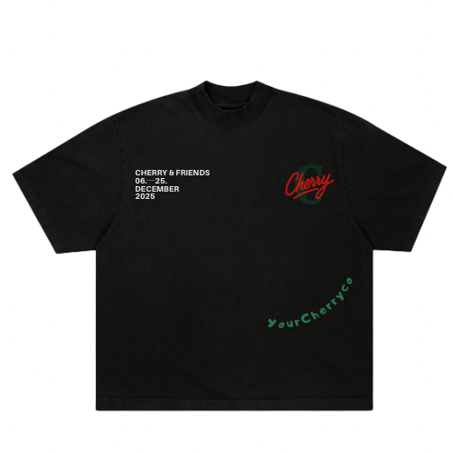 Cherry & Friends Box Fit 260GSM Black T-Shirt